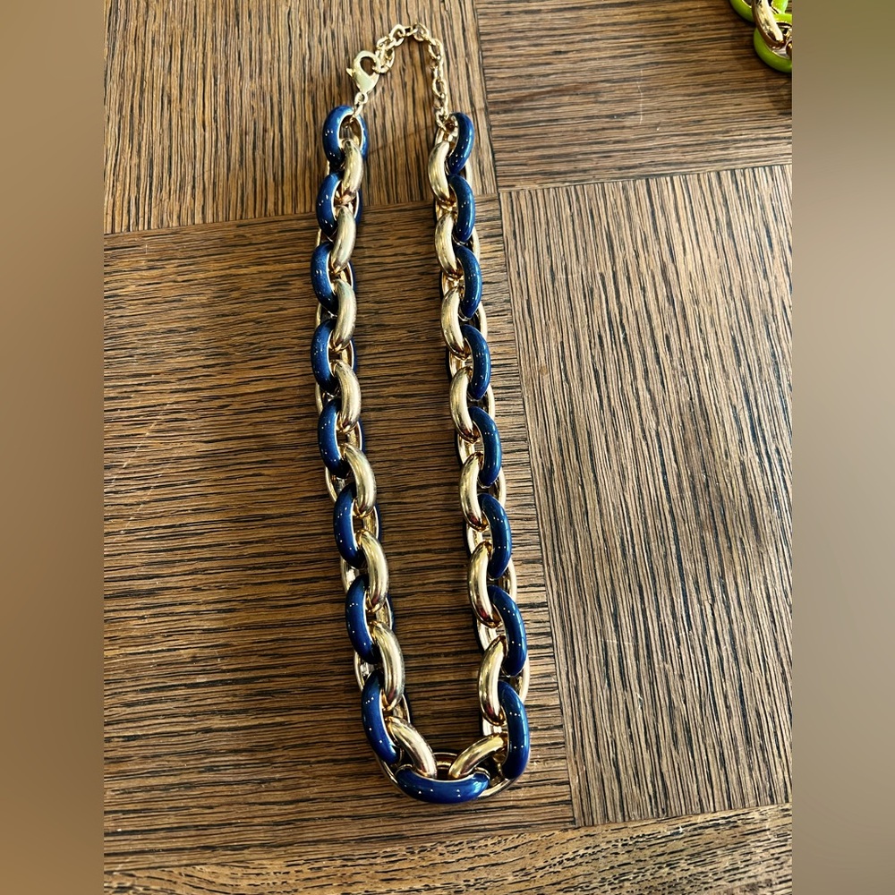 Coldwater creek blue and gold chain necklace